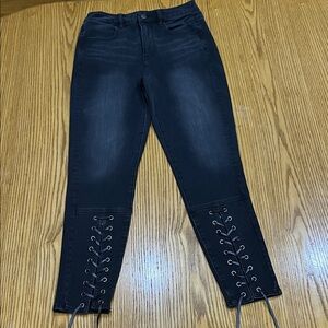 American Eagle Outfitters Black Lace-Up Skinny Jeans